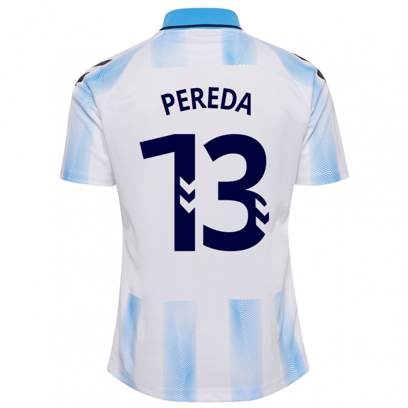 Kandiny Niño Camiseta Adrián Pereda #13 Blanco Azul 1ª Equipación 2023/24 La Camisa México