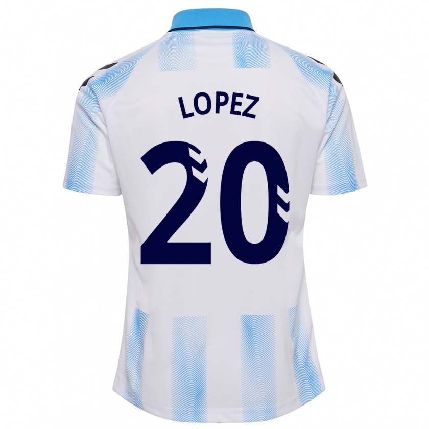 Kandiny Kinderen Adri López #20 Wit Blauw Thuisshirt Thuistenue 2023/24 T-Shirt België