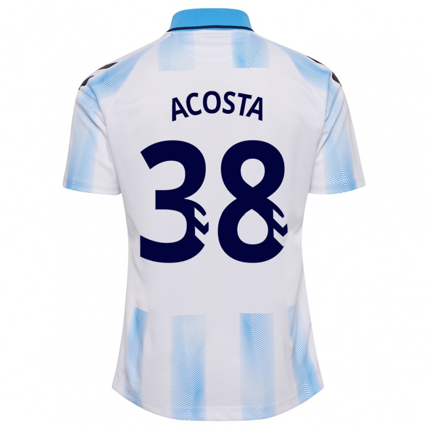 Kandiny Niño Camiseta Judith Acosta #38 Blanco Azul 1ª Equipación 2023/24 La Camisa México