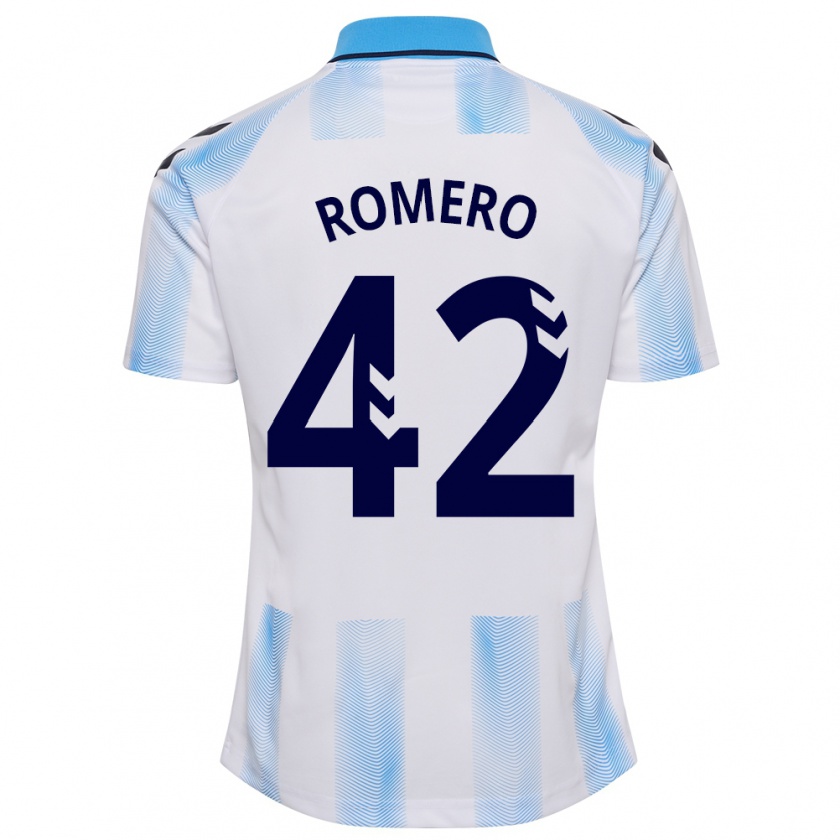 Kandiny Bambino Maglia Andrea Romero #42 Bianco Blu Kit Gara Home 2023/24 Maglietta