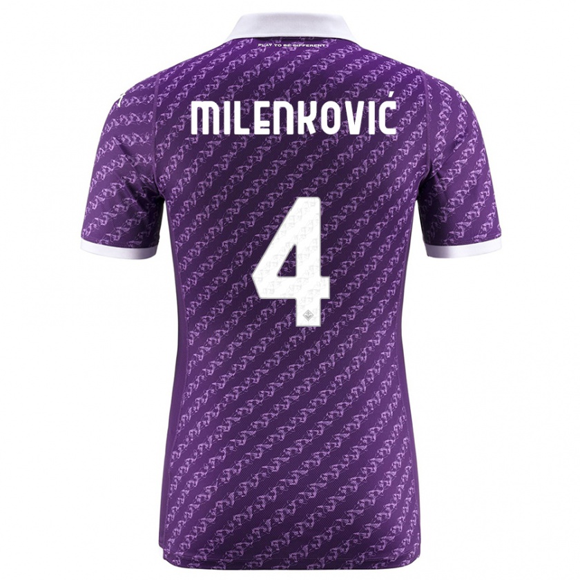 Kandiny Kinderen Nikola Milenković #4 Viooltje Thuisshirt Thuistenue 2023/24 T-Shirt België