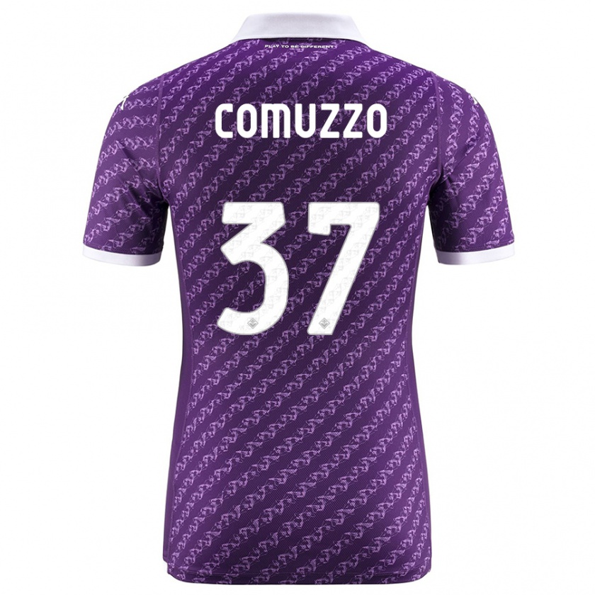 Kandiny Kinder Pietro Comuzzo #37 Violett Heimtrikot Trikot 2023/24 T-Shirt Österreich