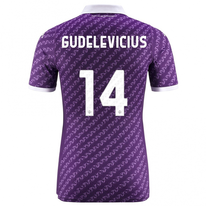 Kandiny Kinderen Ernestas Gudelevicius #14 Viooltje Thuisshirt Thuistenue 2023/24 T-Shirt België