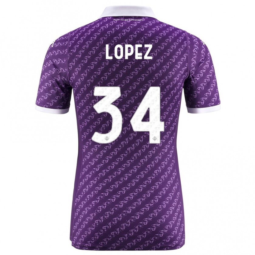 Kandiny Kinder Lucas López #34 Violett Heimtrikot Trikot 2023/24 T-Shirt Österreich