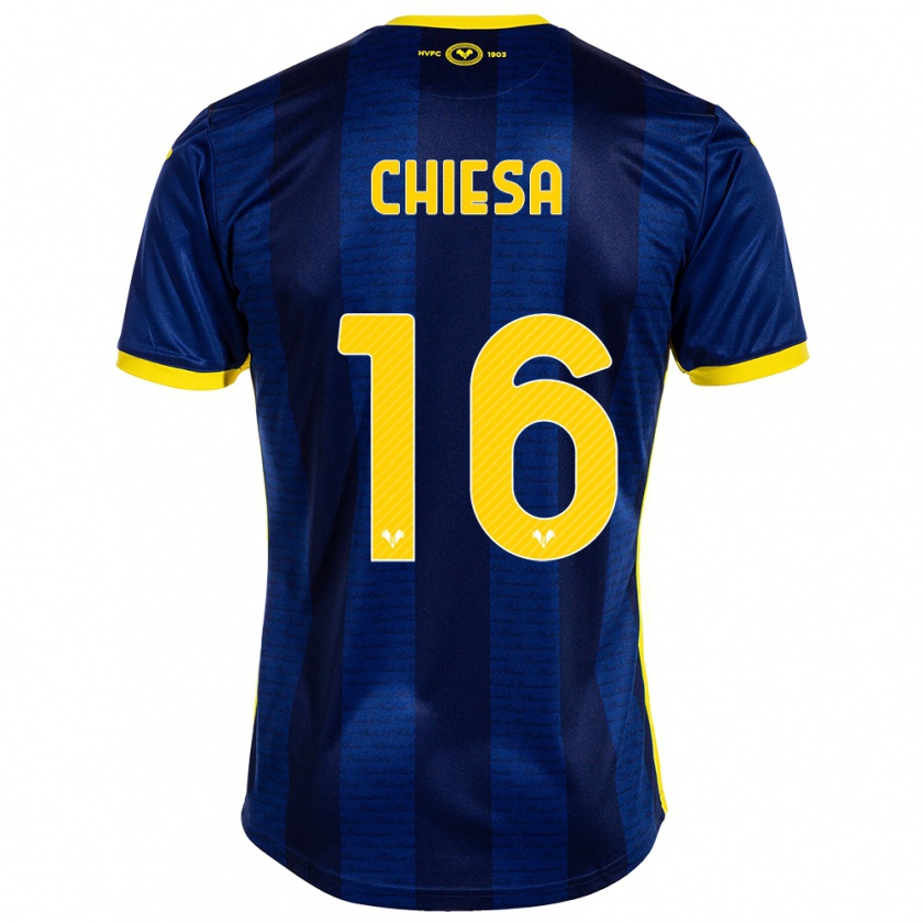 Kandiny Kinderen Mattia Chiesa #16 Marine Thuisshirt Thuistenue 2023/24 T-Shirt België