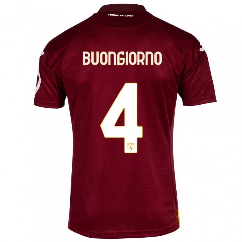 Kandiny Kinderen Alessandro Buongiorno #4 Donkerrood Thuisshirt Thuistenue 2023/24 T-Shirt België