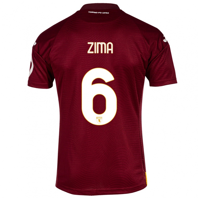 Kandiny Kinderen David Zima #6 Donkerrood Thuisshirt Thuistenue 2023/24 T-Shirt België