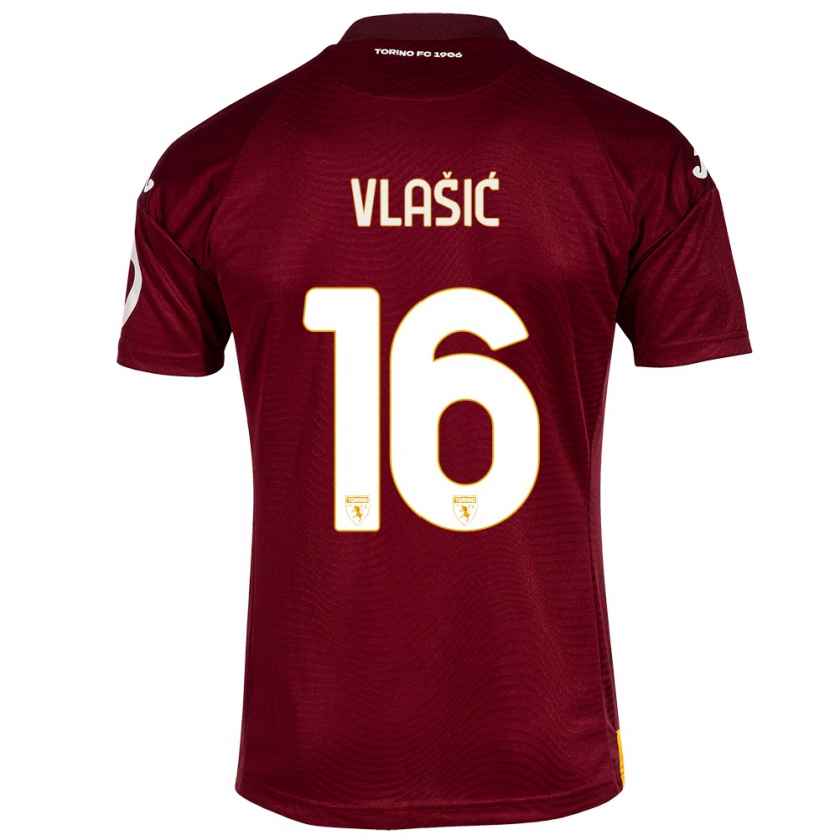 Kandiny Kinderen Nikola Vlašić #16 Donkerrood Thuisshirt Thuistenue 2023/24 T-Shirt België