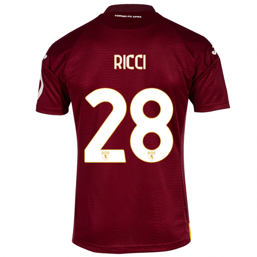 Kandiny Kinderen Samuele Ricci #28 Donkerrood Thuisshirt Thuistenue 2023/24 T-Shirt België