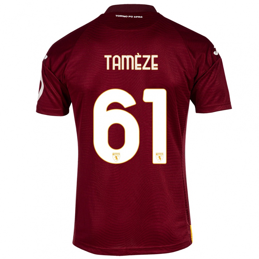 Kandiny Kinderen Adrien Tamèze #61 Donkerrood Thuisshirt Thuistenue 2023/24 T-Shirt België