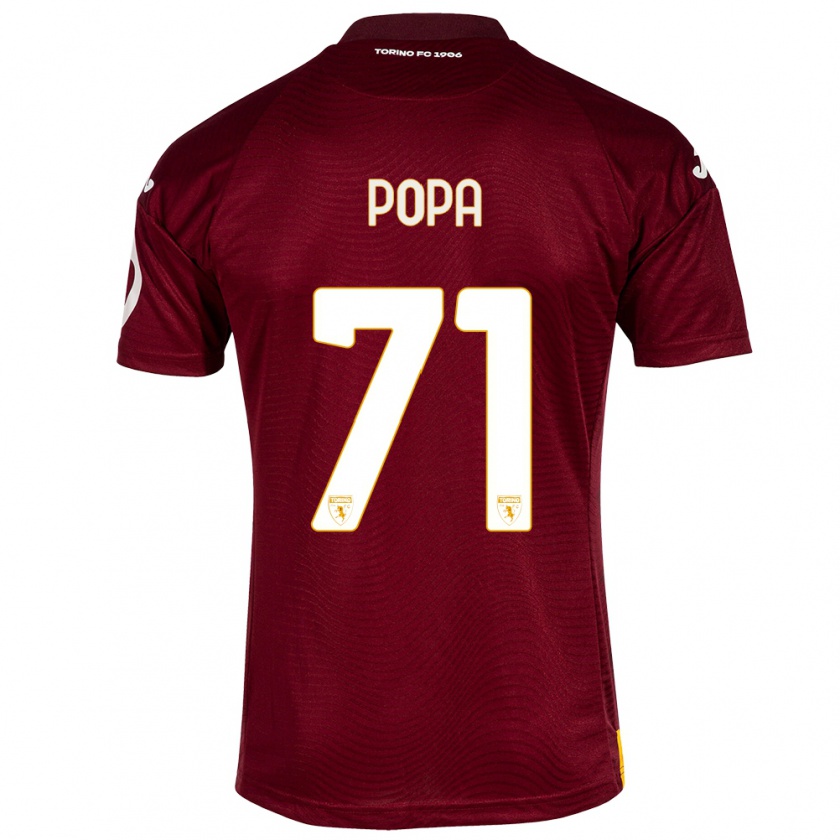 Kandiny Kinderen Mihai Popa #71 Donkerrood Thuisshirt Thuistenue 2023/24 T-Shirt België