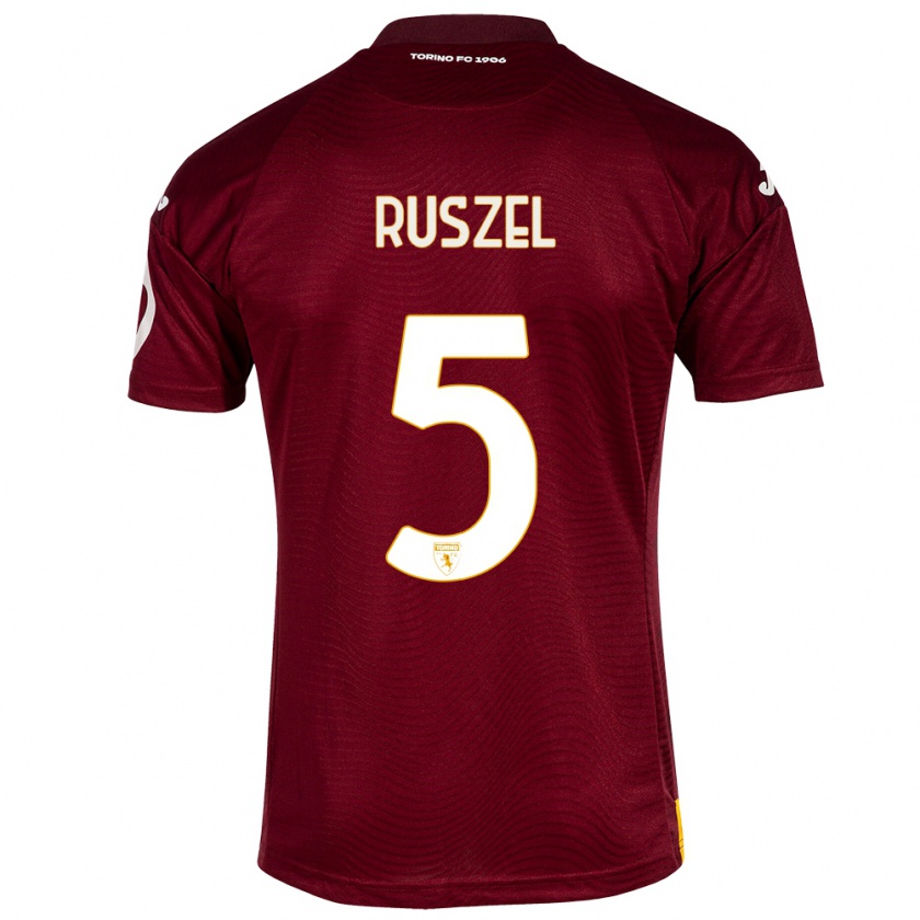 Kandiny Kinderen Marcel Ruszel #5 Donkerrood Thuisshirt Thuistenue 2023/24 T-Shirt België