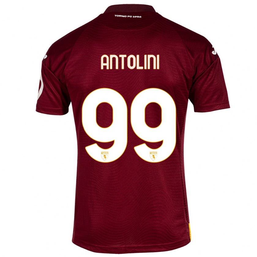 Kandiny Kinderen Jacopo Antolini #99 Donkerrood Thuisshirt Thuistenue 2023/24 T-Shirt België