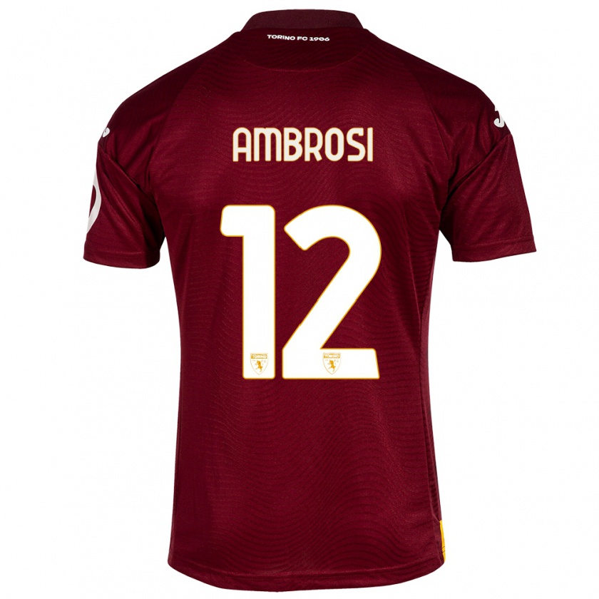 Kandiny Kinderen Martina Ambrosi #12 Donkerrood Thuisshirt Thuistenue 2023/24 T-Shirt België