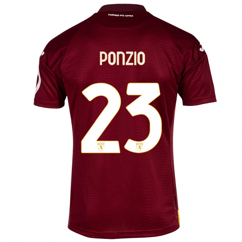 Kandiny Kinderen Erika Ponzio #23 Donkerrood Thuisshirt Thuistenue 2023/24 T-Shirt België