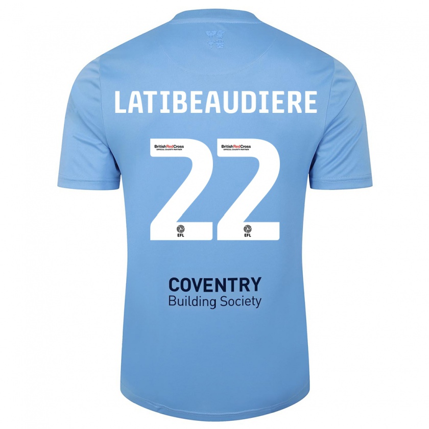 Kandiny Kinder Joel Latibeaudiere #22 Himmelblau Heimtrikot Trikot 2023/24 T-Shirt Österreich