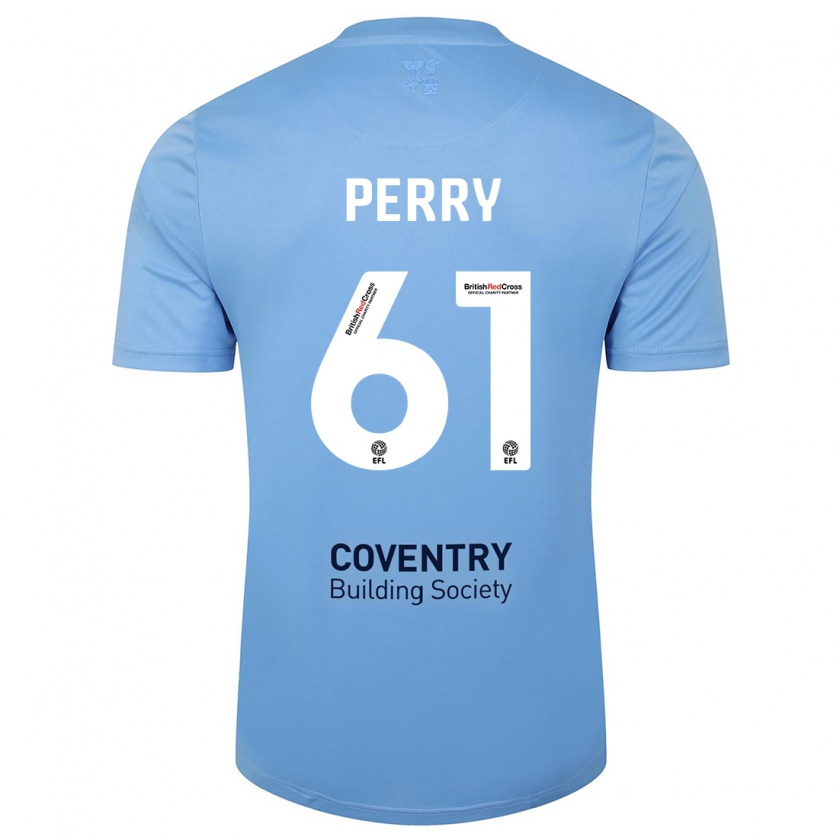 Kandiny Bambino Maglia Callum Perry #61 Cielo Blu Kit Gara Home 2023/24 Maglietta