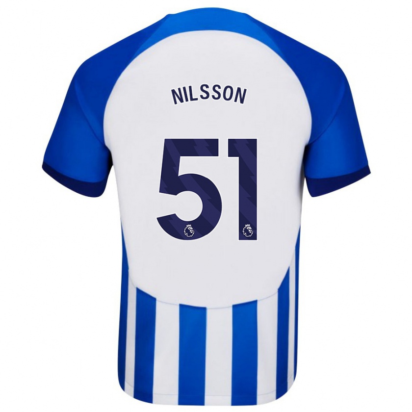 Kandiny Kinderen Casper Nilsson #51 Blauw Thuisshirt Thuistenue 2023/24 T-Shirt België