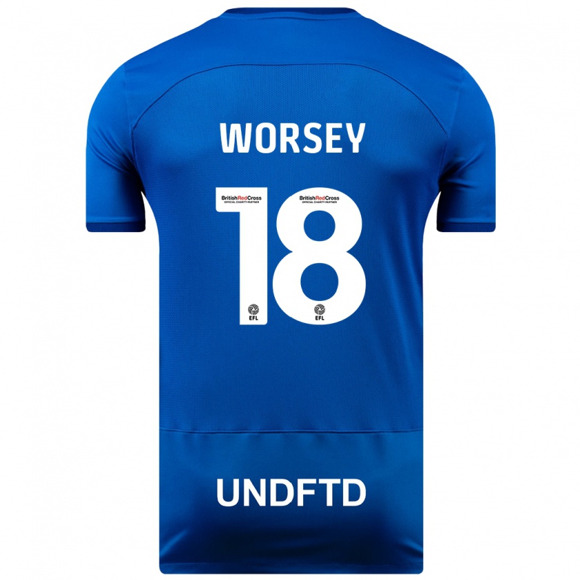 Kandiny Kinderen Louanne Worsey #18 Blauw Thuisshirt Thuistenue 2023/24 T-Shirt België