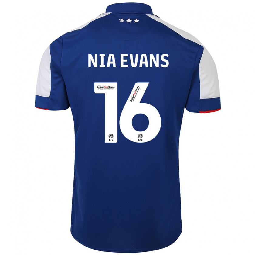 Kandiny Bambino Maglia Nia Evans #16 Blu Kit Gara Home 2023/24 Maglietta