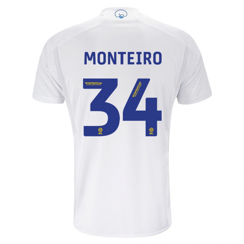 Kandiny Kinderen Diogo Monteiro #34 Wit Thuisshirt Thuistenue 2023/24 T-Shirt België