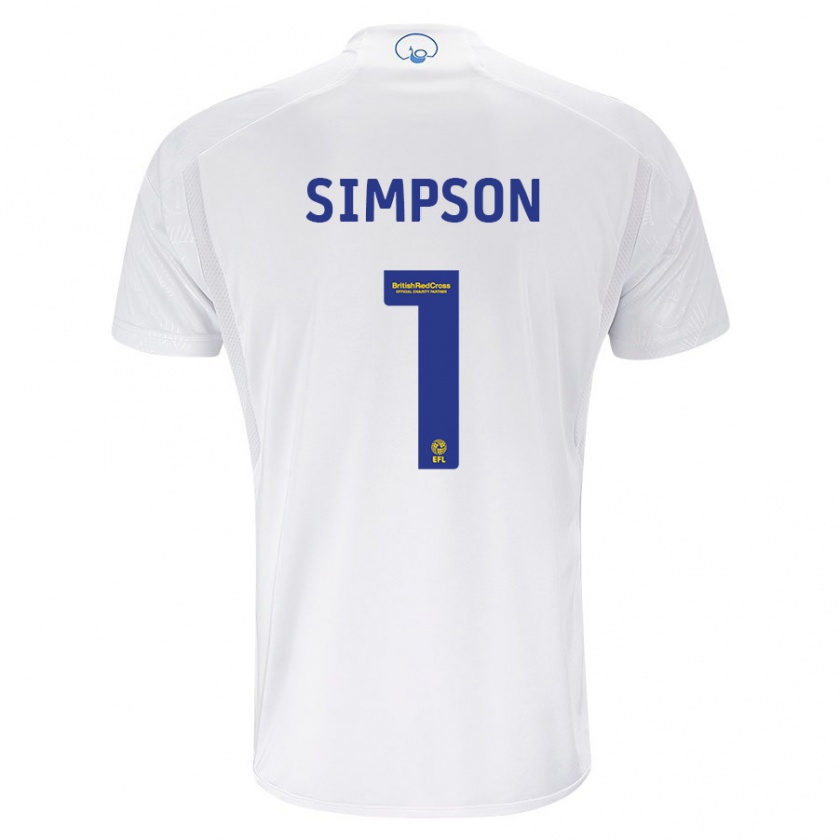 Kandiny Bambino Maglia Carrie Simpson #1 Bianco Kit Gara Home 2023/24 Maglietta