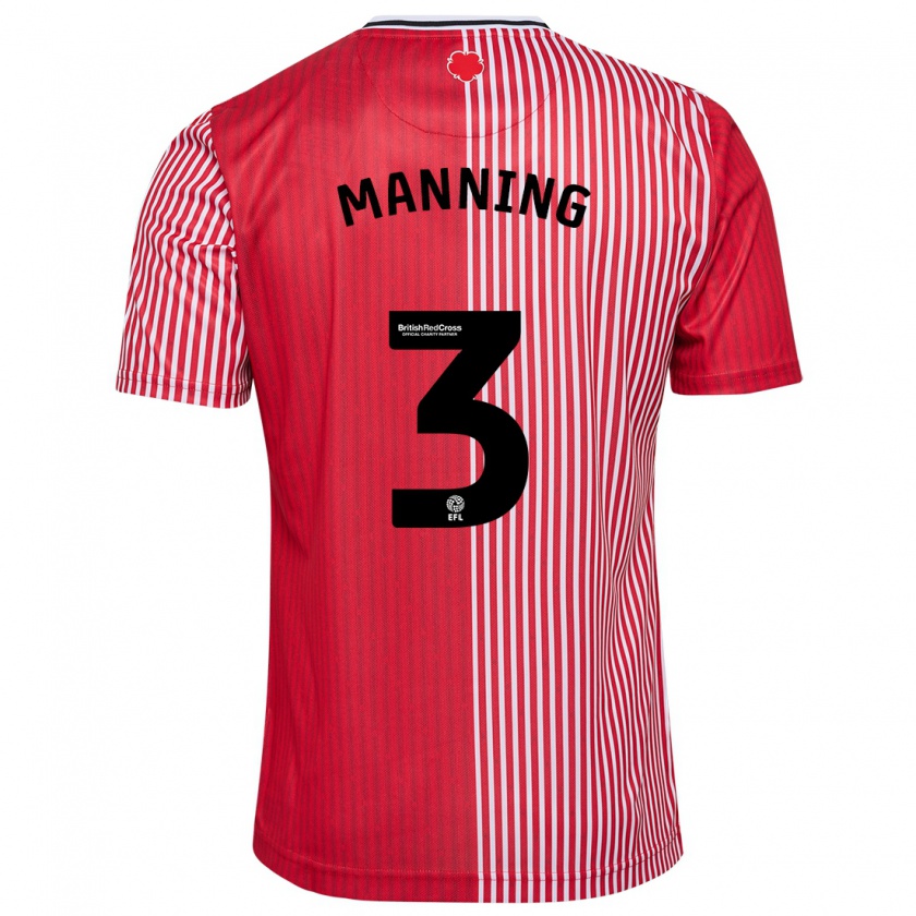 Kandiny Niño Camiseta Ryan Manning #3 Rojo 1ª Equipación 2023/24 La Camisa