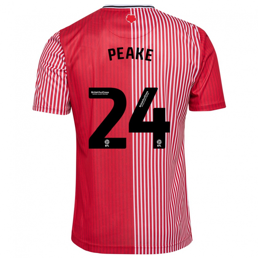 Kandiny Kinderen Paige Peake #24 Rood Thuisshirt Thuistenue 2023/24 T-Shirt België