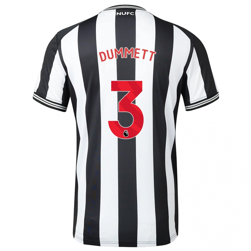 Kandiny Kinderen Paul Dummett #3 Zwart Wit Thuisshirt Thuistenue 2023/24 T-Shirt België