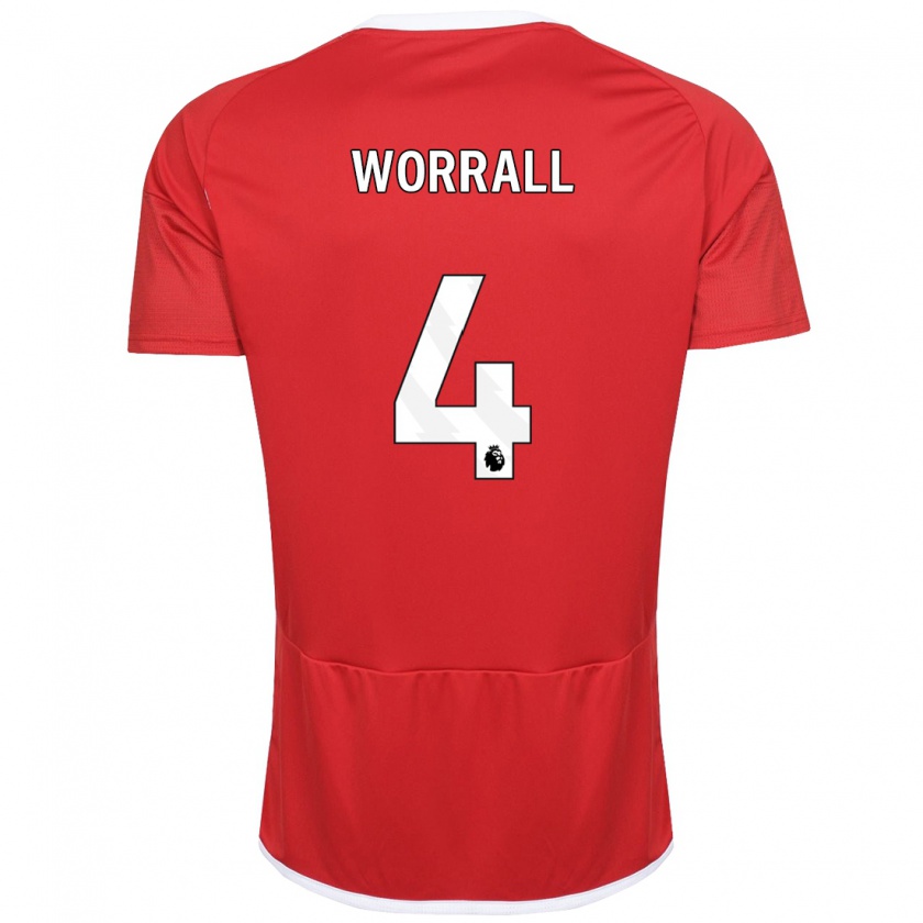 Kandiny Kinder Joe Worrall #4 Rot Heimtrikot Trikot 2023/24 T-Shirt Österreich