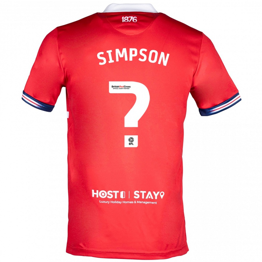 Kandiny Kinderen Nathan Simpson #0 Rood Thuisshirt Thuistenue 2023/24 T-Shirt België