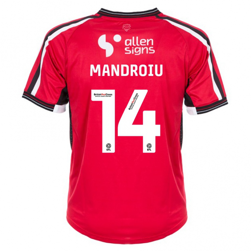 Kandiny Bambino Maglia Daniel Mandroiu #14 Rosso Kit Gara Home 2023/24 Maglietta