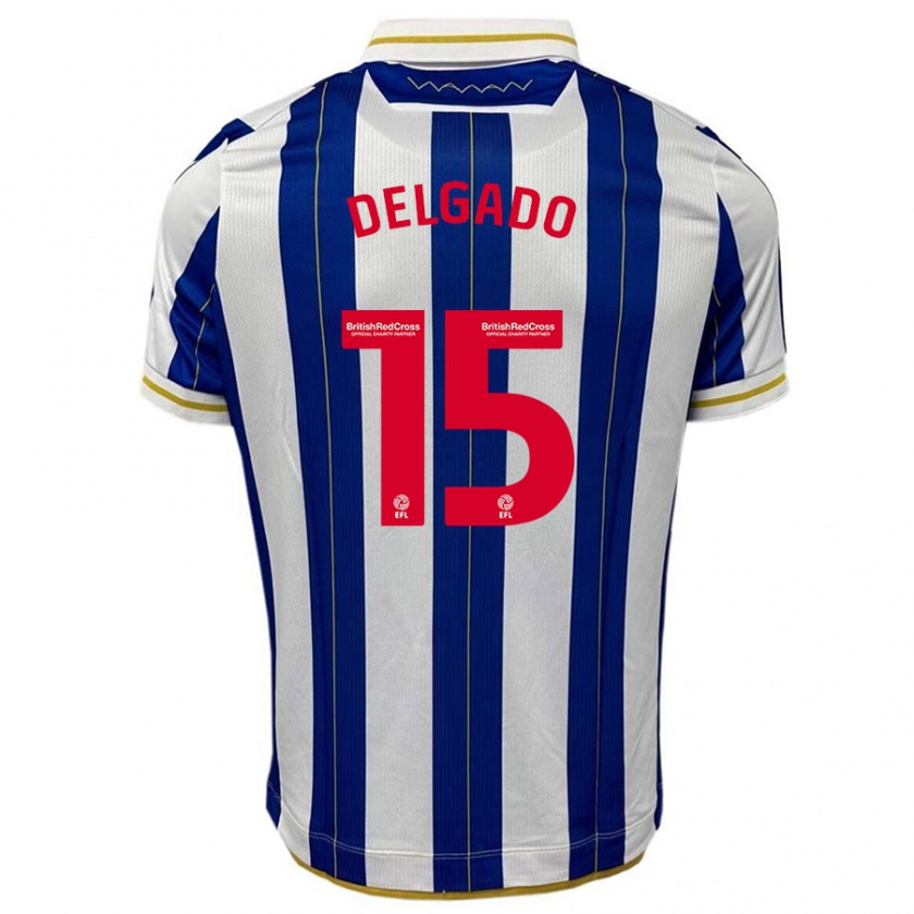 Kandiny Niño Camiseta Juan Delgado #15 Azul Blanco 1ª Equipación 2023/24 La Camisa