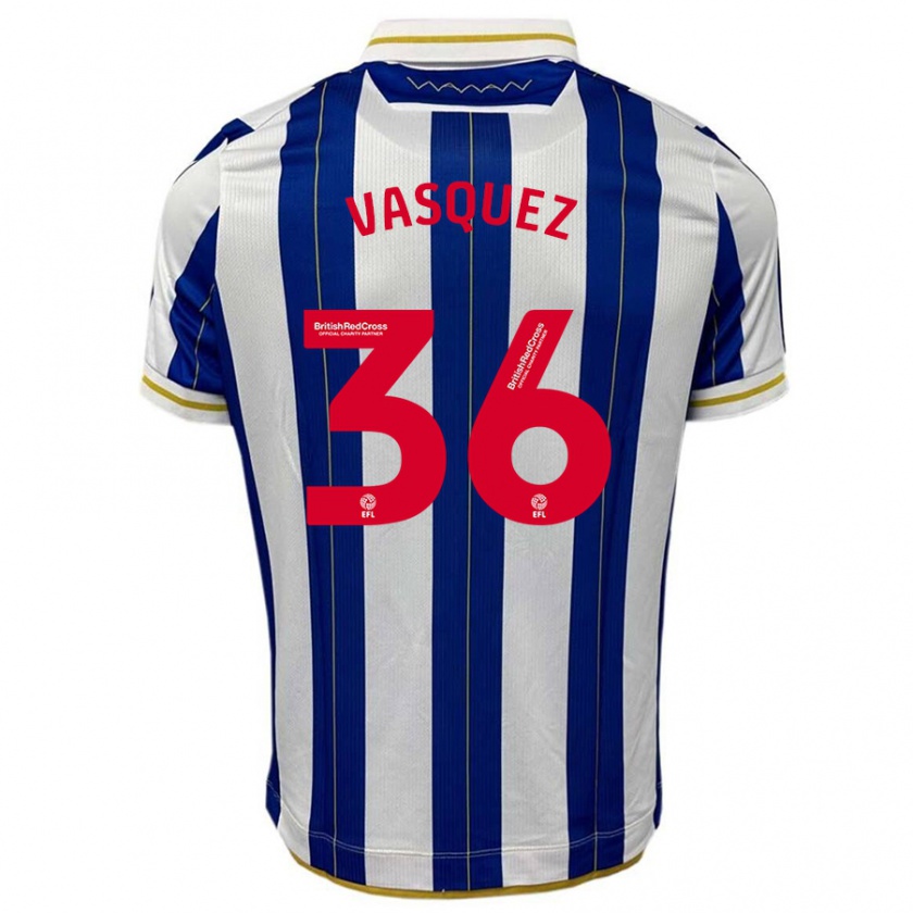 Kandiny Niño Camiseta Devis Vásquez #36 Azul Blanco 1ª Equipación 2023/24 La Camisa México