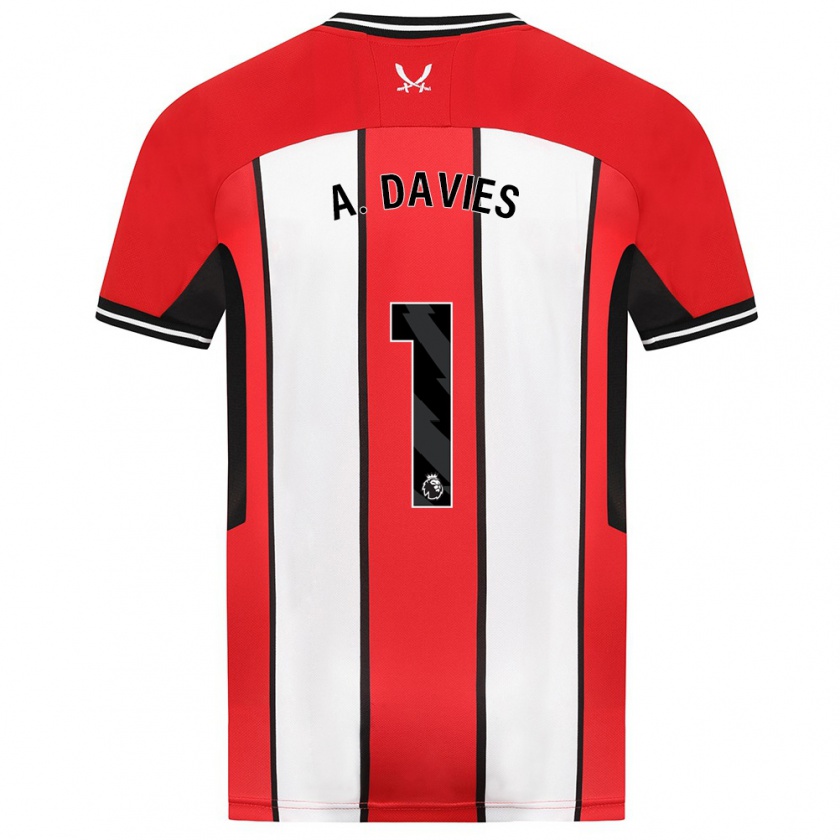 Kandiny Kinderen Adam Davies #1 Rood Thuisshirt Thuistenue 2023/24 T-Shirt België