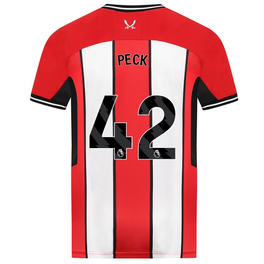 Kandiny Kinderen Sydie Peck #42 Rood Thuisshirt Thuistenue 2023/24 T-Shirt België