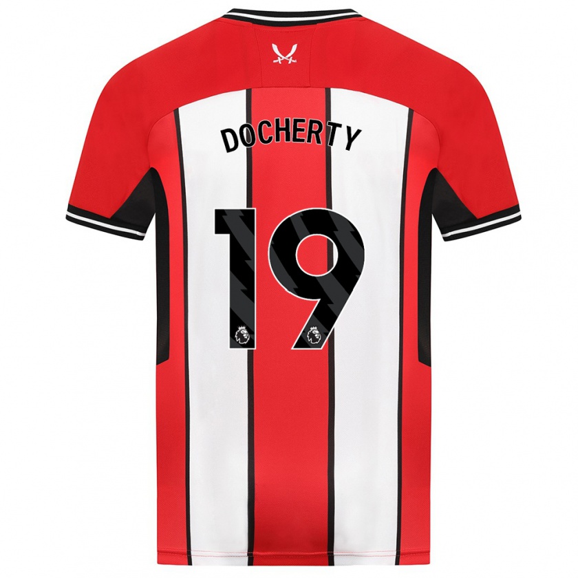 Kandiny Kinderen Charley Docherty #19 Rood Thuisshirt Thuistenue 2023/24 T-Shirt België