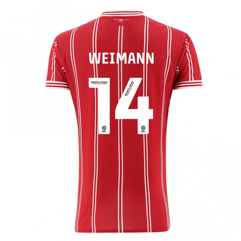 Kandiny Bambino Maglia Andreas Weimann #14 Rosso Kit Gara Home 2023/24 Maglietta