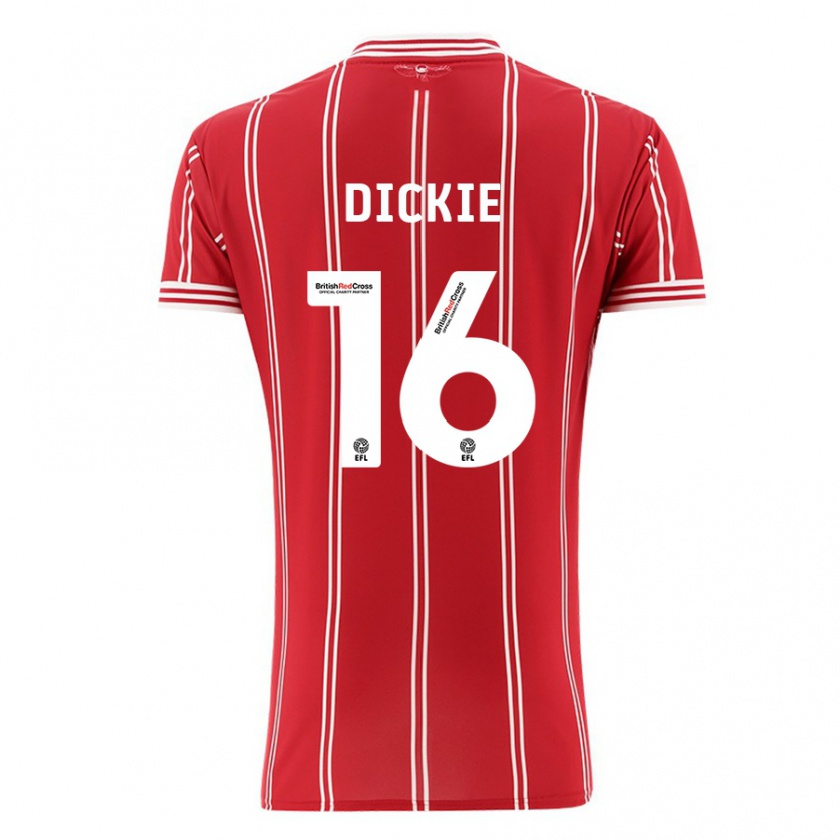 Kandiny Kinderen Rob Dickie #16 Rood Thuisshirt Thuistenue 2023/24 T-Shirt België