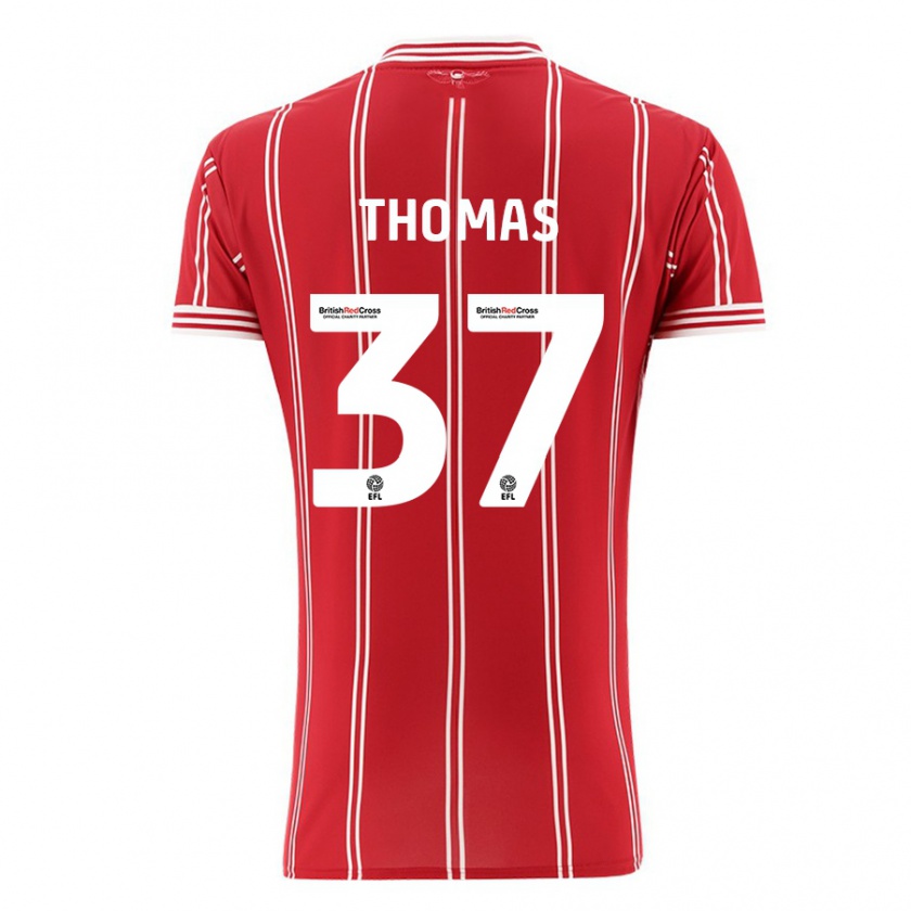 Kandiny Kinderen Olly Thomas #37 Rood Thuisshirt Thuistenue 2023/24 T-Shirt België