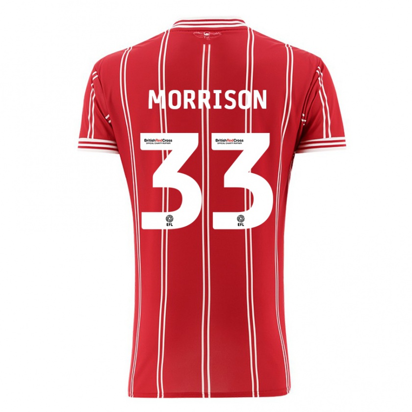 Kandiny Bambino Maglia Elijah Morrison #33 Rosso Kit Gara Home 2023/24 Maglietta