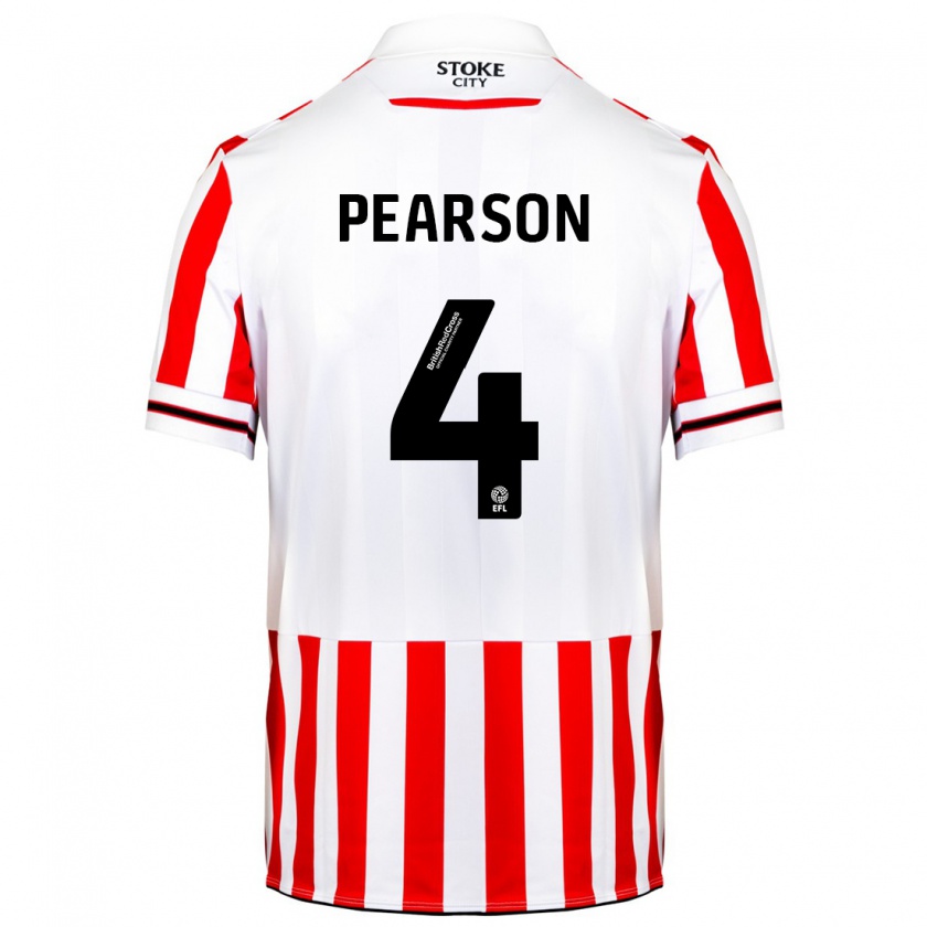 Kandiny Bambino Maglia Ben Pearson #4 Rosso Bianco Kit Gara Home 2023/24 Maglietta