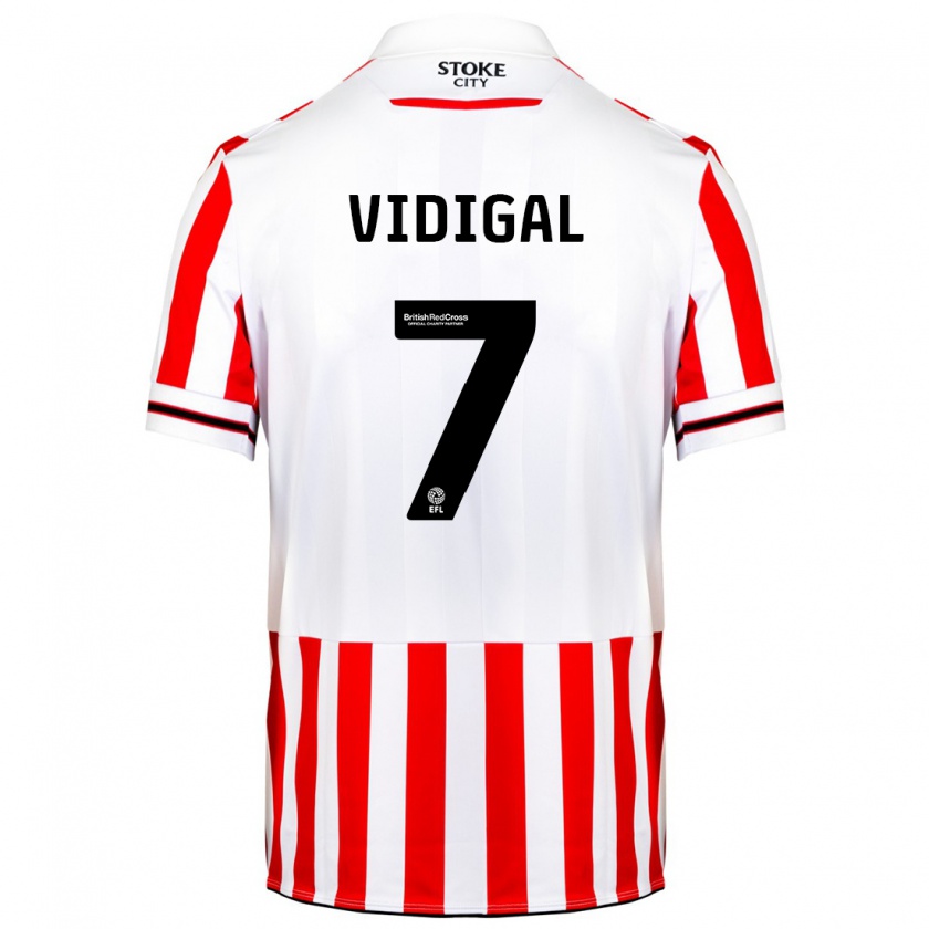 Kandiny Niño Camiseta André Vidigal #7 Rojo Blanco 1ª Equipación 2023/24 La Camisa