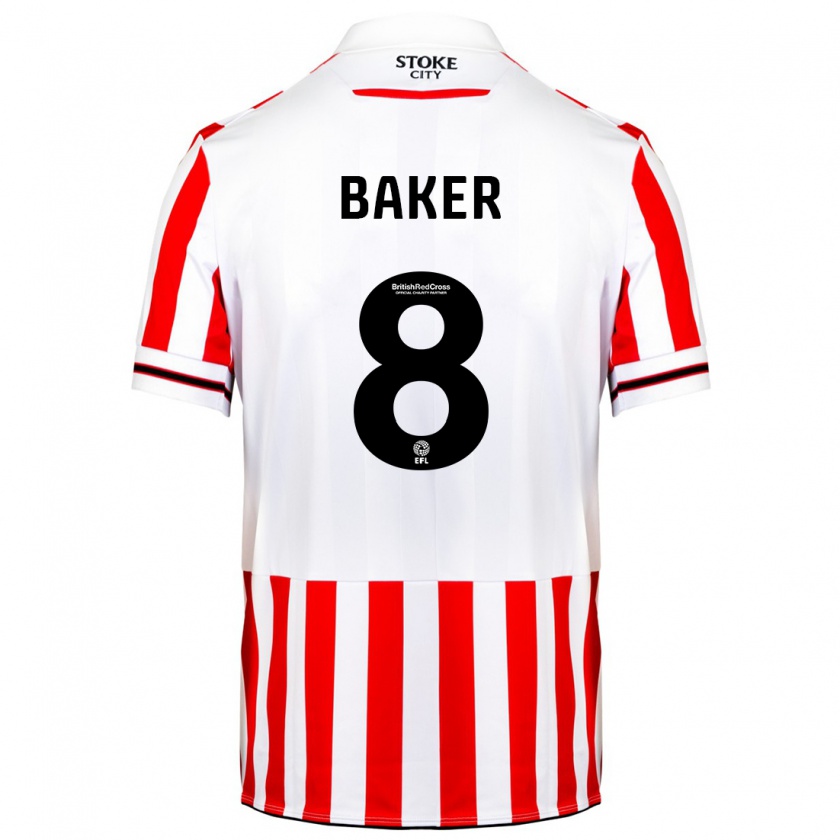 Kandiny Niño Camiseta Lewis Baker #8 Rojo Blanco 1ª Equipación 2023/24 La Camisa