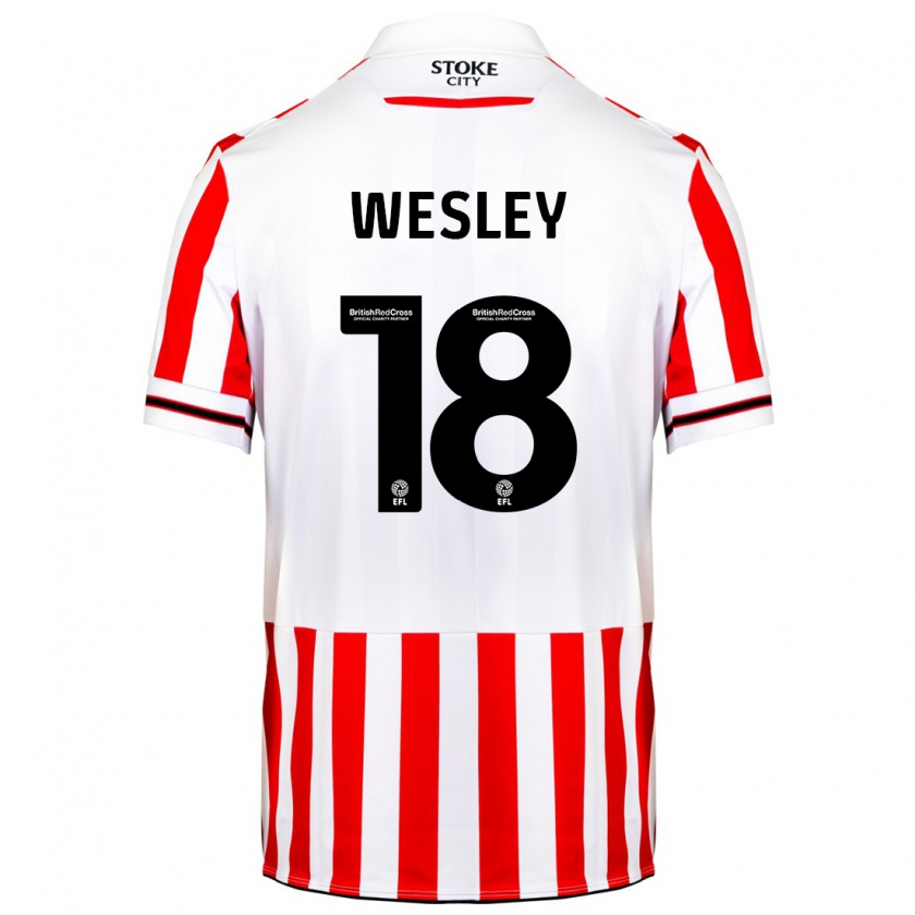 Kandiny Dzieci Wesley Moraes #18 Czerwony Biały Domowa Koszulka 2023/24 Koszulki Klubowe