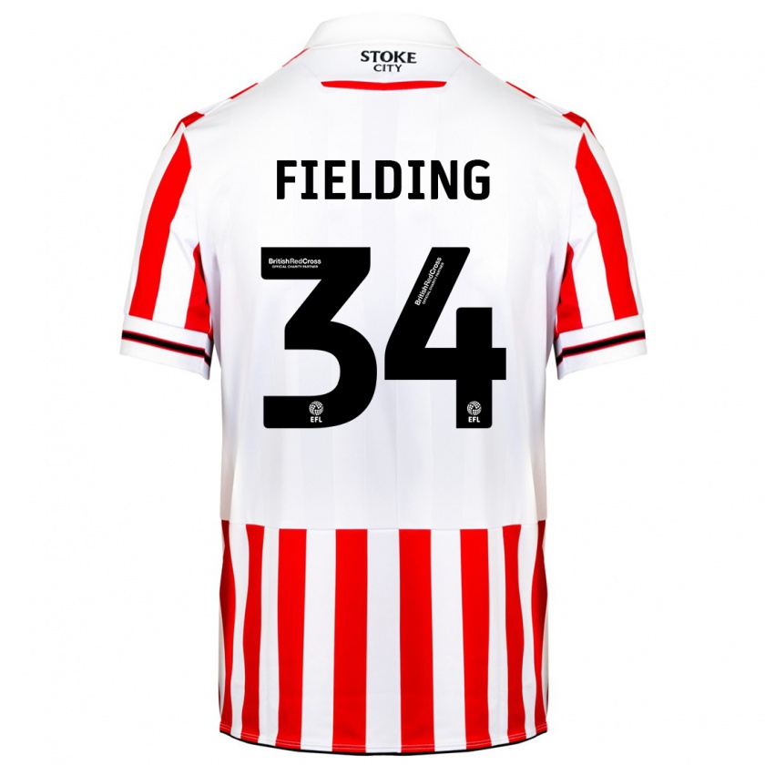 Kandiny Niño Camiseta Frank Fielding #34 Rojo Blanco 1ª Equipación 2023/24 La Camisa