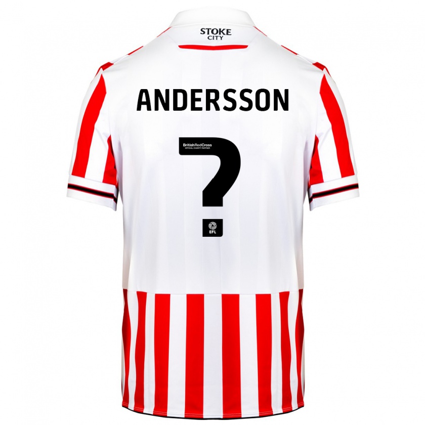 Kandiny Bambino Maglia Edwin Andersson #0 Rosso Bianco Kit Gara Home 2023/24 Maglietta