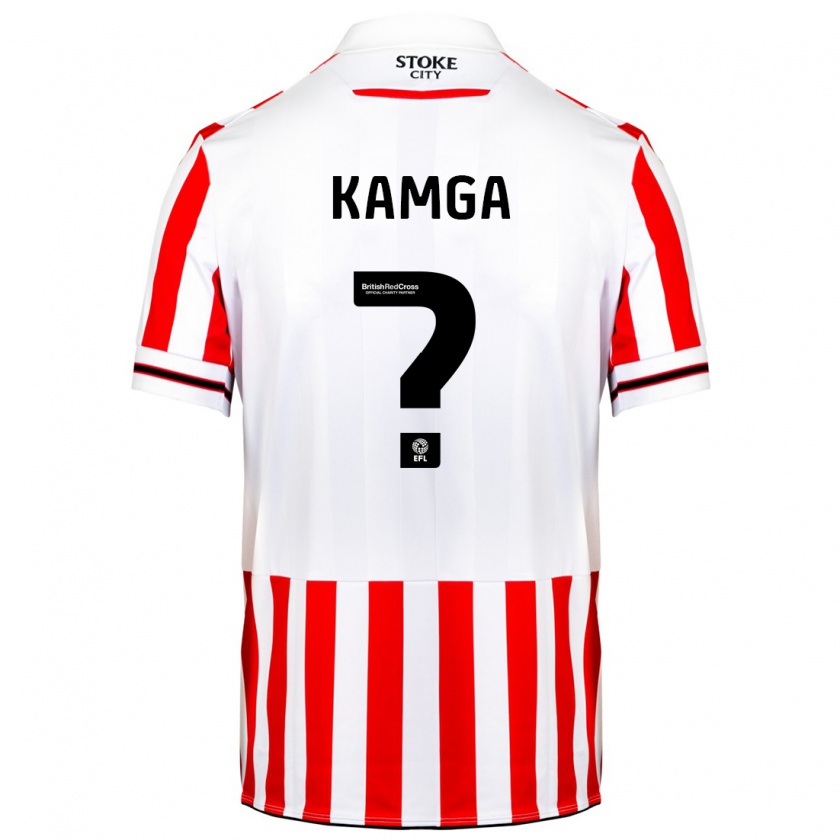 Kandiny Niño Camiseta Ian Kamga #0 Rojo Blanco 1ª Equipación 2023/24 La Camisa