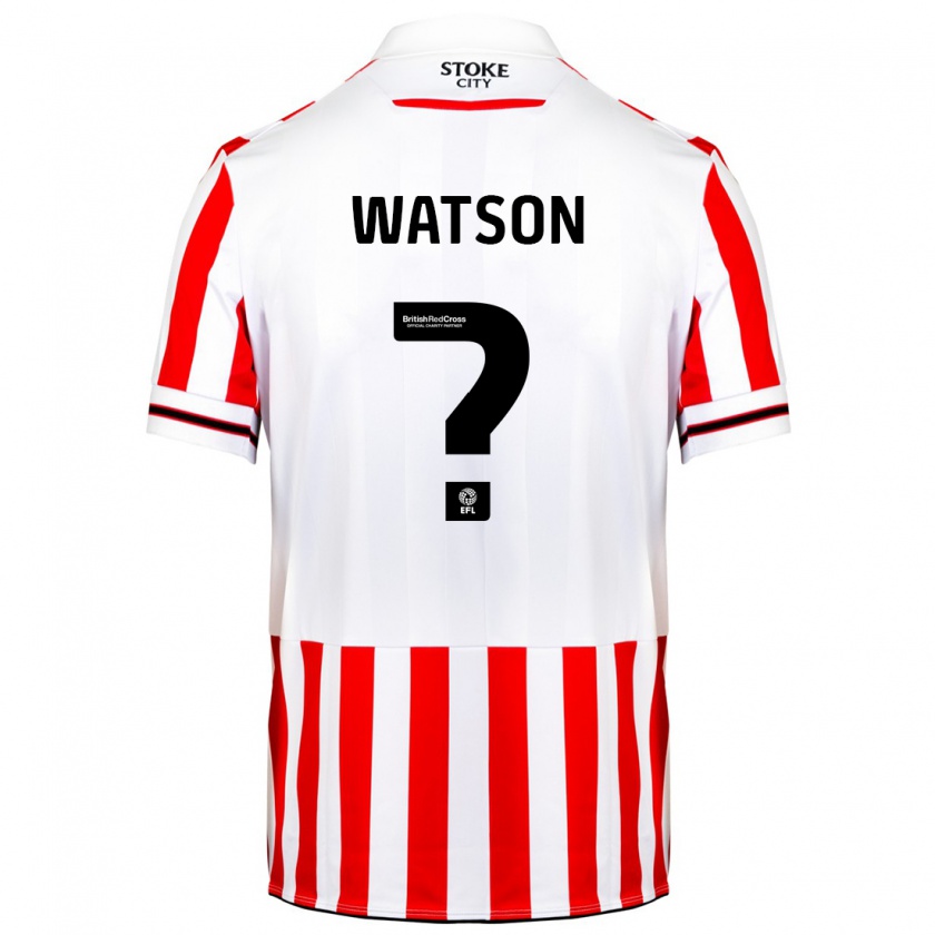 Kandiny Bambino Maglia Adam Watson #0 Rosso Bianco Kit Gara Home 2023/24 Maglietta