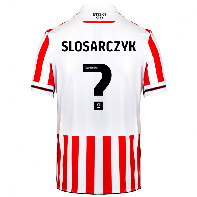 Kandiny Niño Camiseta Nikolas Slosarczyk #0 Rojo Blanco 1ª Equipación 2023/24 La Camisa